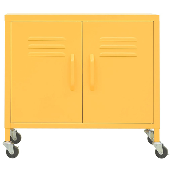 Emrik Steel Storage Cabinet With Castors In Mustard Yellow