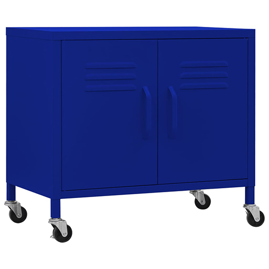 Emrik Steel Storage Cabinet With Castors In Navy Blue