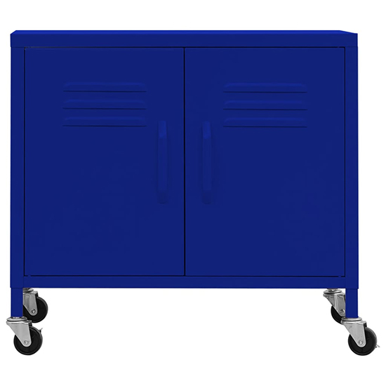 Emrik Steel Storage Cabinet With Castors In Navy Blue