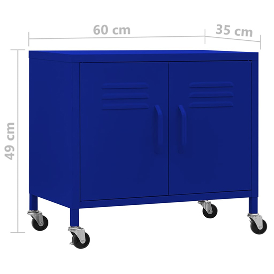 Emrik Steel Storage Cabinet With Castors In Navy Blue