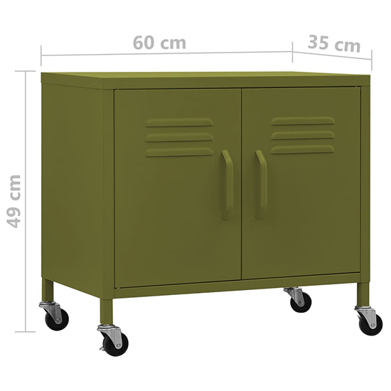 Emrik Steel Storage Cabinet With Castors In Olive Green
