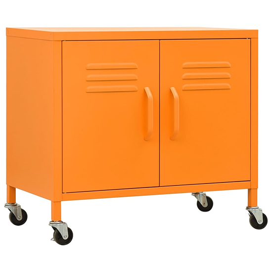 Emrik Steel Storage Cabinet With Castors In Orange