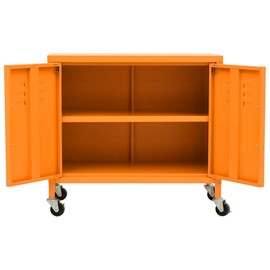 Emrik Steel Storage Cabinet With Castors In Orange