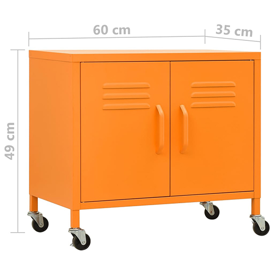 Emrik Steel Storage Cabinet With Castors In Orange