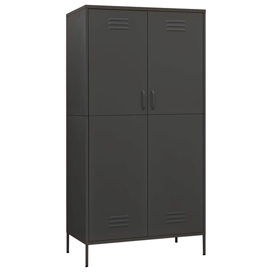 Emrik Steel Wardrobe With 2 Doors In Anthracite Furniture in Fashion