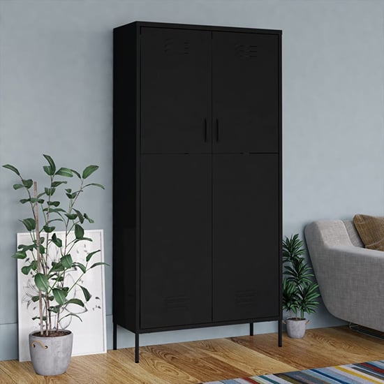 Read more about Emrik steel wardrobe with 2 doors in black