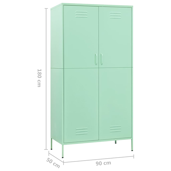 Emrik Steel Wardrobe With 2 Doors In Mint