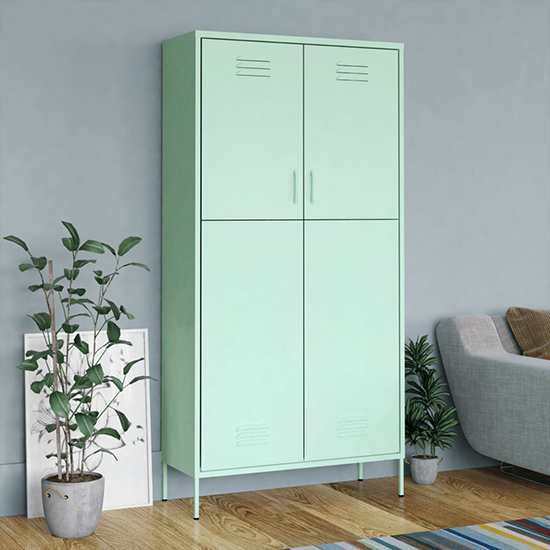 Photo of Emrik steel wardrobe with 2 doors in mint