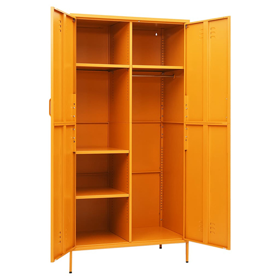 Emrik Steel Wardrobe With 2 Doors In Mustard Yellow
