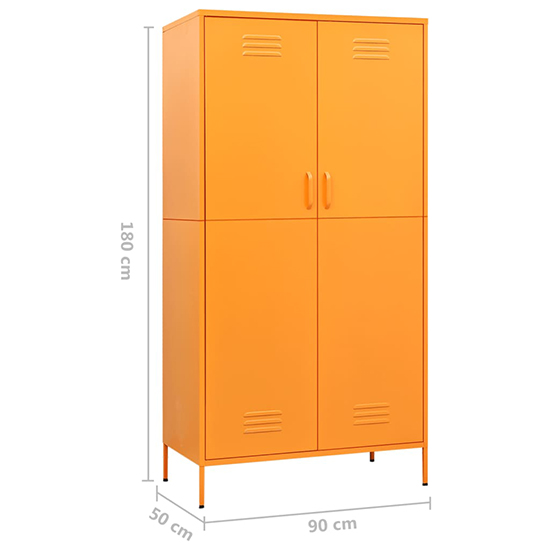 Emrik Steel Wardrobe With 2 Doors In Mustard Yellow