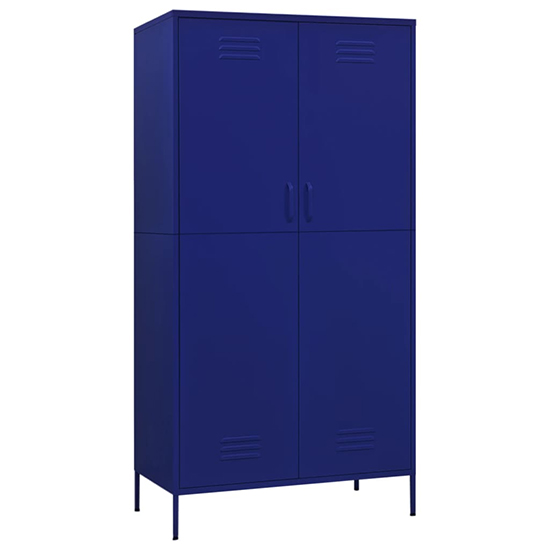 Emrik Steel Wardrobe With 2 Doors In Navy Blue