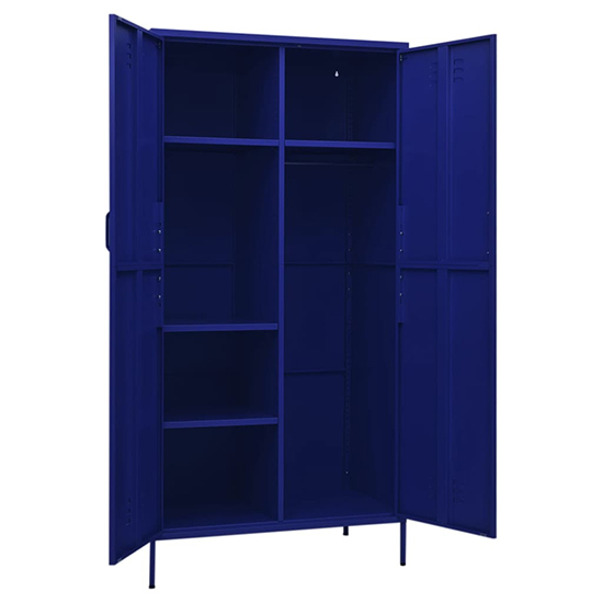 Emrik Steel Wardrobe With 2 Doors In Navy Blue