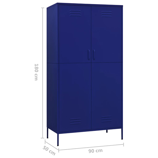 Emrik Steel Wardrobe With 2 Doors In Navy Blue