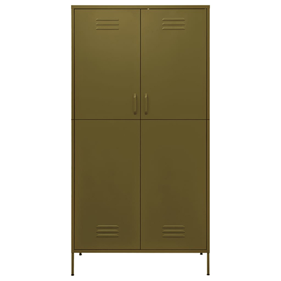 Emrik Steel Wardrobe With 2 Doors In Olive Green