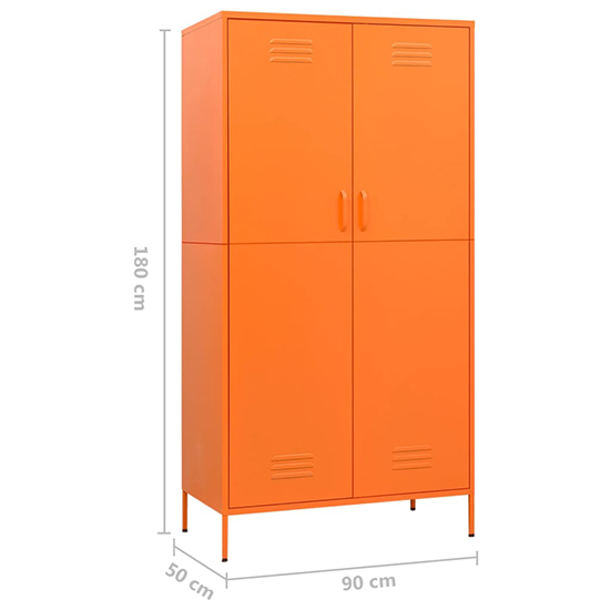 Emrik Steel Wardrobe With 2 Doors In Orange