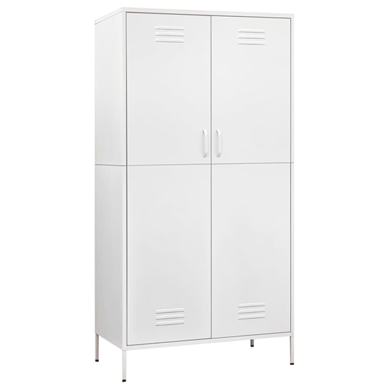 Emrik Steel Wardrobe With 2 Doors In White