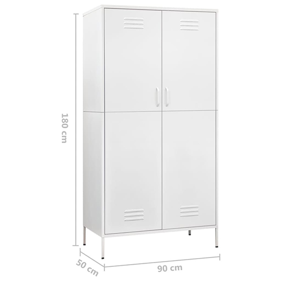 Emrik Steel Wardrobe With 2 Doors In White