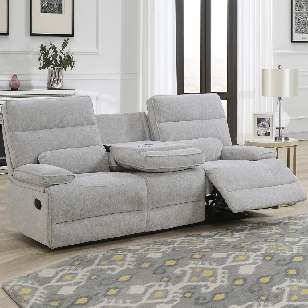 Encino Fabric Recliner Sofa Suite In Grey