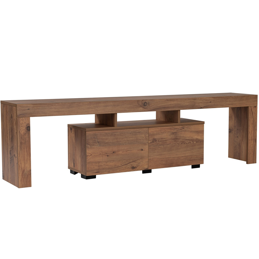 Enclor Wooden TV Stand with 2 Flap Doors in Atlantic Pine