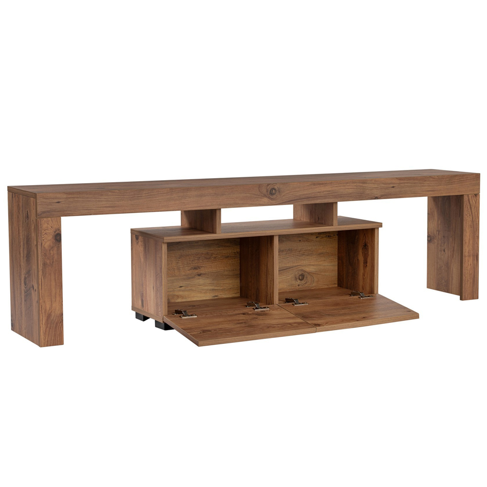 Enclor Wooden TV Stand with 2 Flap Doors in Atlantic Pine