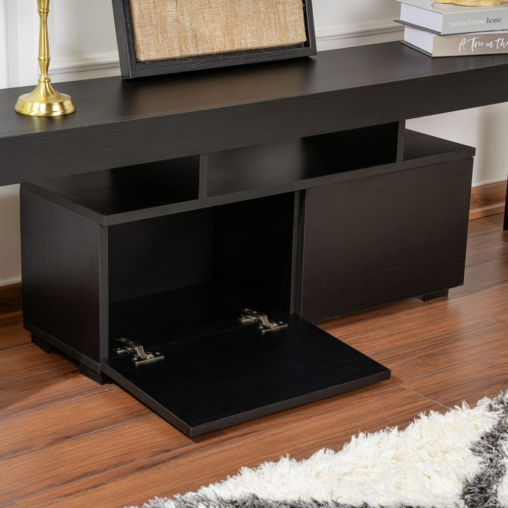 Enclor Wooden TV Stand with 2 Flap Doors in Black