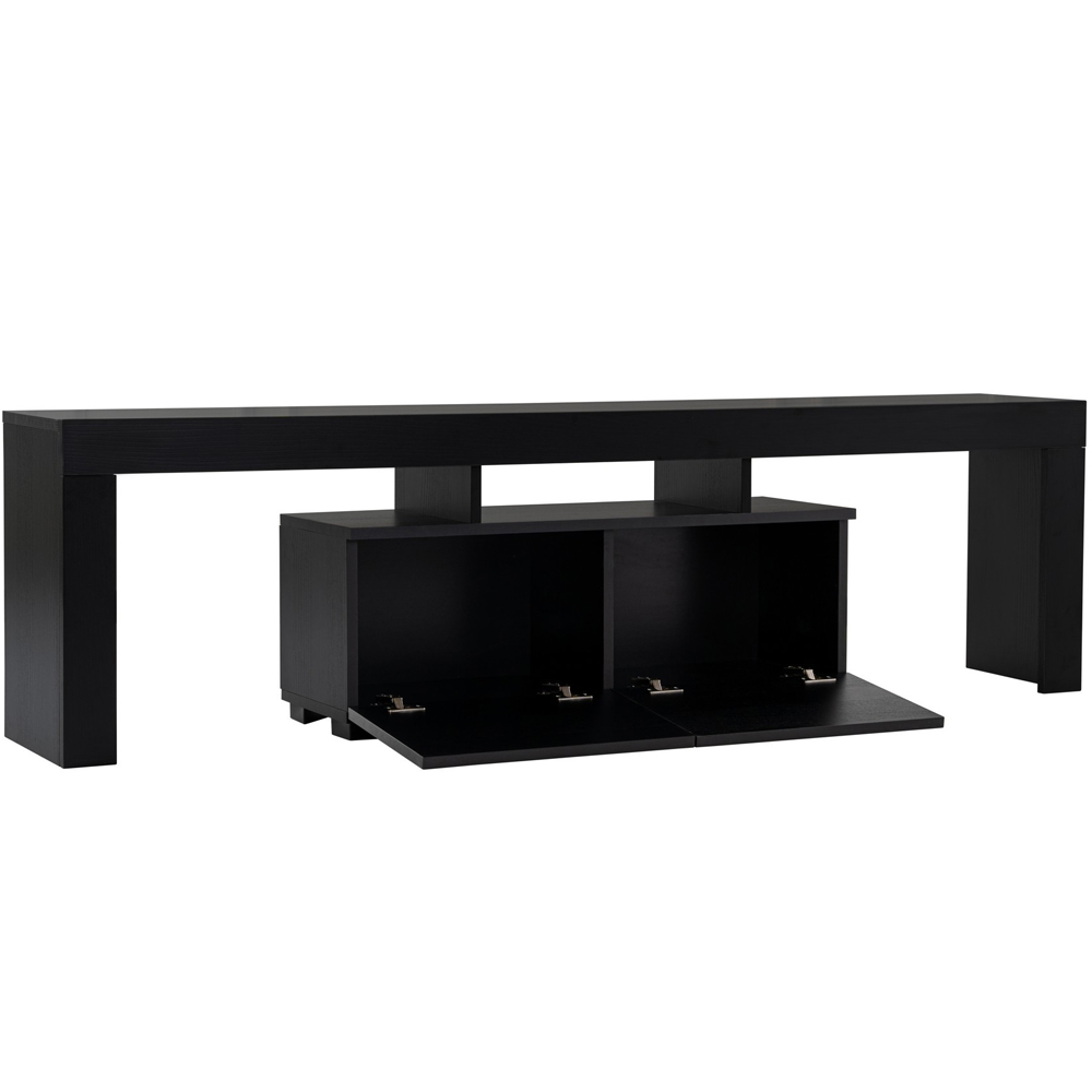 Enclor Wooden TV Stand with 2 Flap Doors in Black
