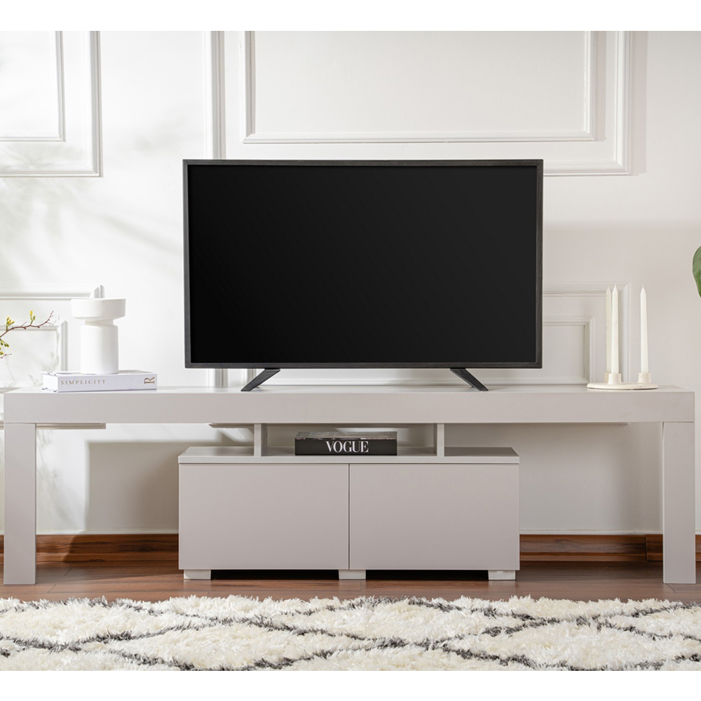 Enclor Wooden TV Stand with 2 Flap Doors in Grey