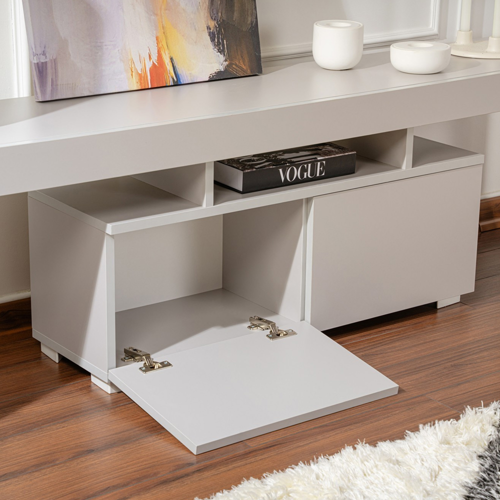 Enclor Wooden TV Stand with 2 Flap Doors in Grey