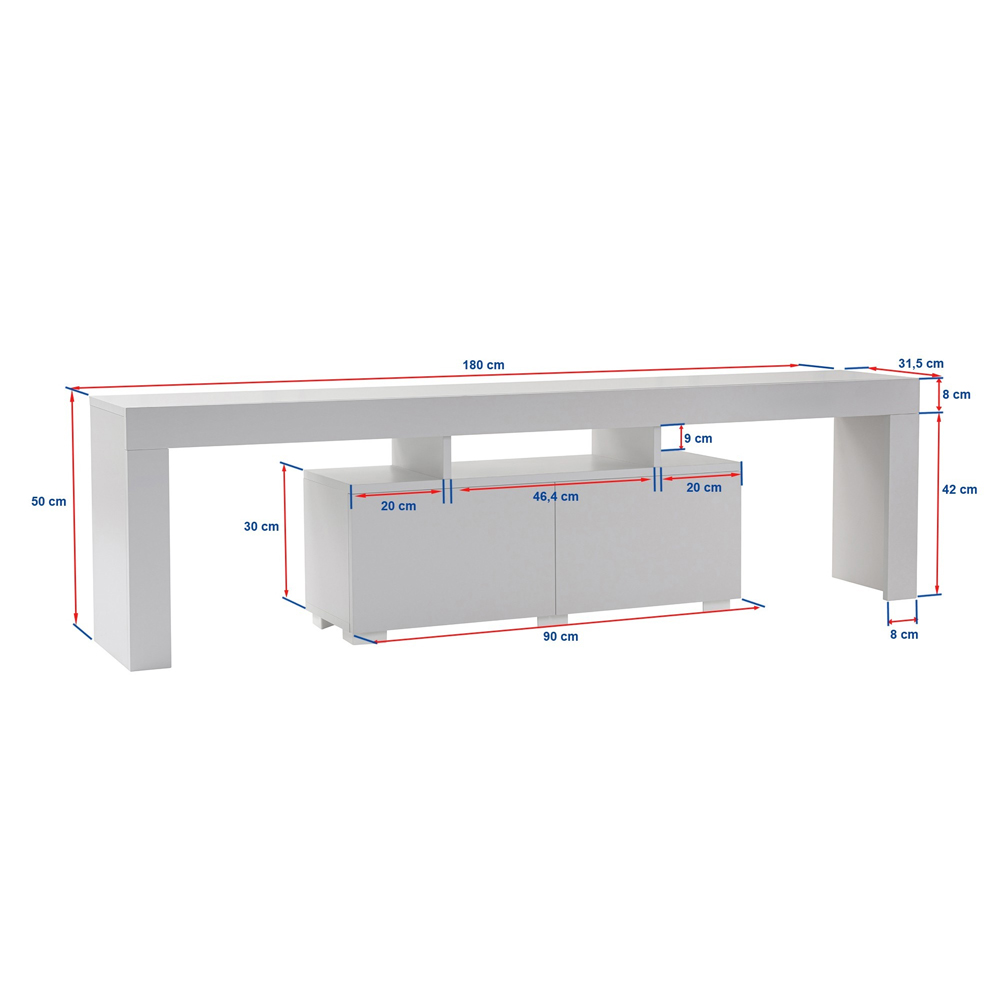 Enclor Wooden TV Stand with 2 Flap Doors in Grey