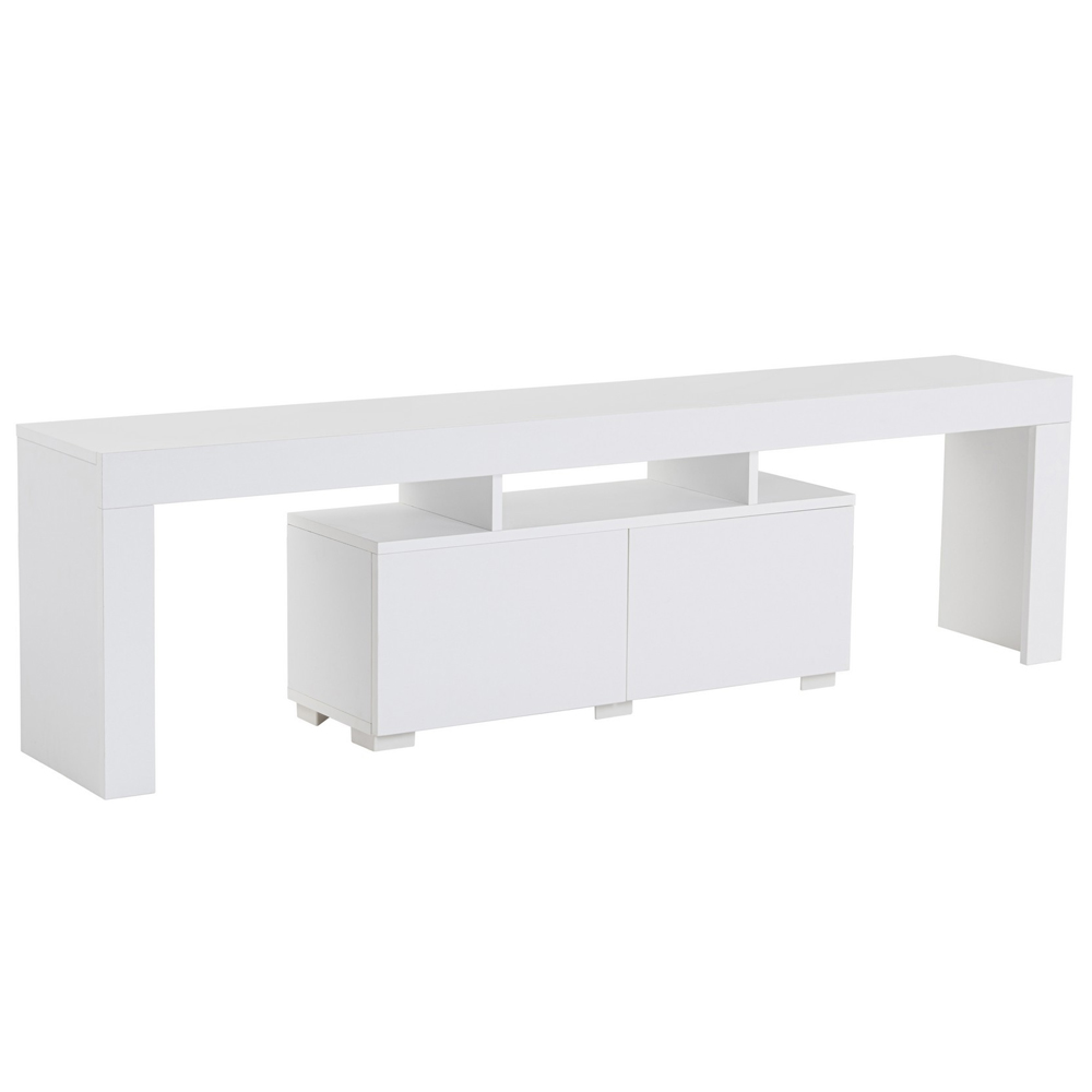 Enclor Wooden TV Stand with 2 Flap Doors in Natural White