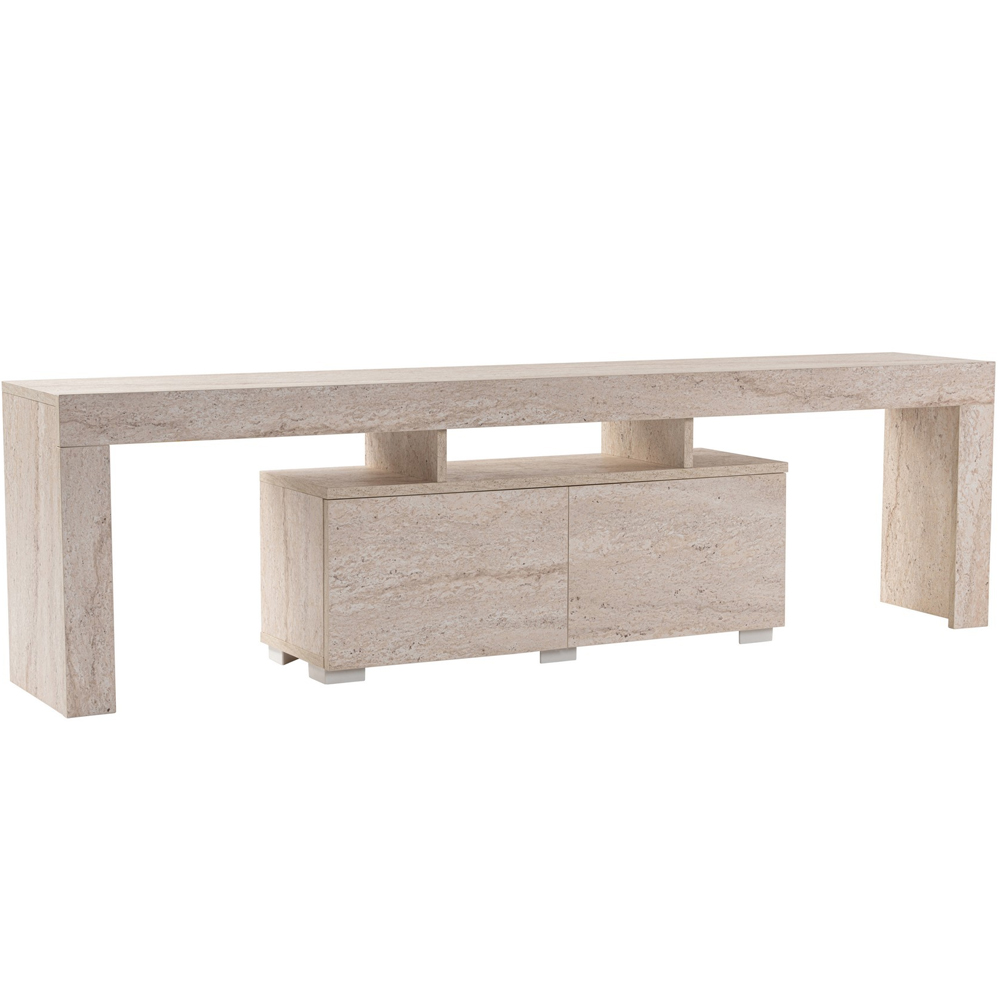 Enclor Wooden TV Stand with 2 Flap Doors in Travertine