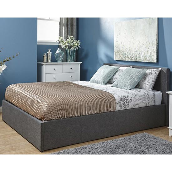 Photo of Eltham end lift ottoman fabric king size bed in grey