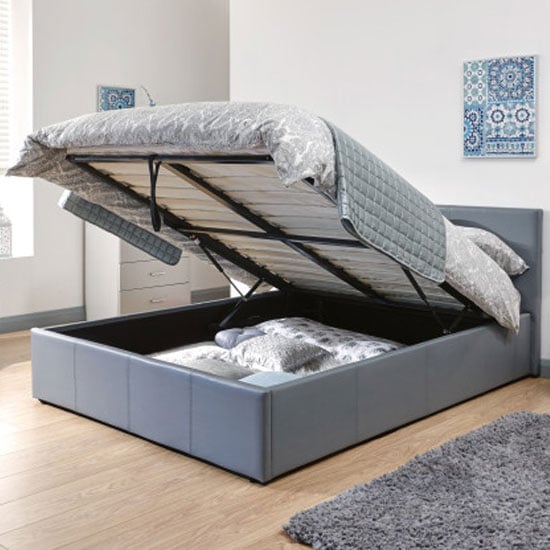 Eltham End Lift Ottoman Faux Leather Small Double Bed In Grey_2
