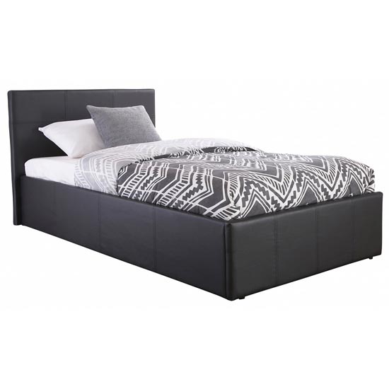 Product photograph of Eltham End Lift Ottoman Faux Leather Small Double Bed In Black from Furniture in Fashion