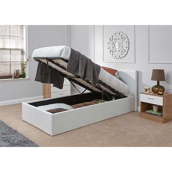 Eltham End Lift Ottoman Single Bed In White FiF