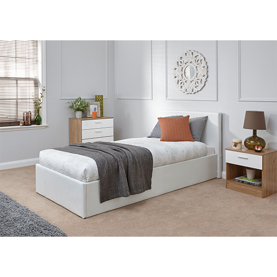 Product photograph of Eltham End Lift Ottoman Single Bed In White from Furniture in Fashion