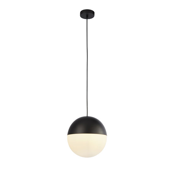 Product photograph of Ender Wall Hung 1 Pendant Light In Matt Black With Opal Glass from Furniture in Fashion