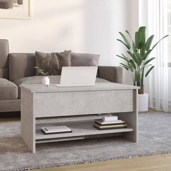 Engin Lift-Up Wooden Coffee Table In Concrete Effect