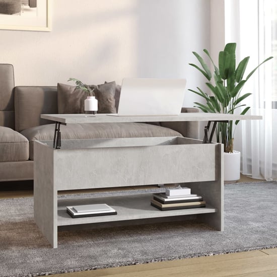 Product photograph of Engin Lift-up Wooden Coffee Table In Concrete Effect from Furniture in Fashion