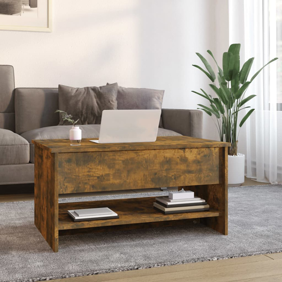 Engin Lift-Up Wooden Coffee Table In Smoked Oak