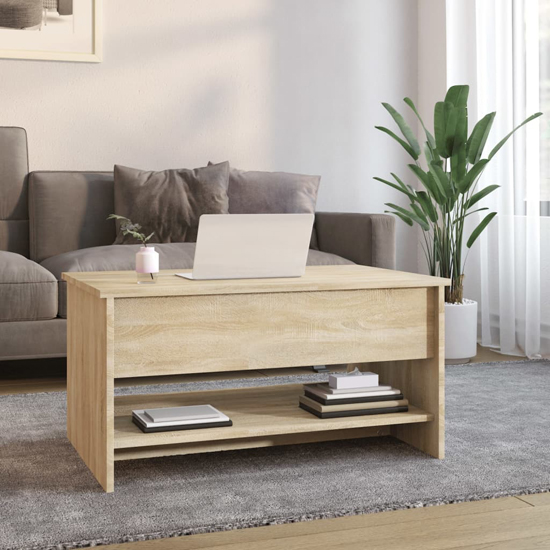 Engin Lift-Up Wooden Coffee Table In Sonoma Oak