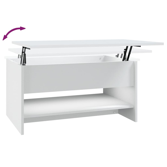 Engin Lift-Up Wooden Coffee Table In White