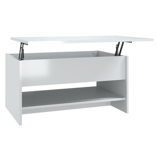 Engin Lift Up High Gloss Coffee Table In White
