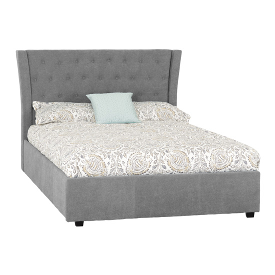 Camile Fabric Upholstered Double Bed In Grey Furniture in Fashion