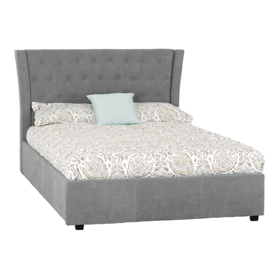 Read more about Camile fabric upholstered storage double bed in grey