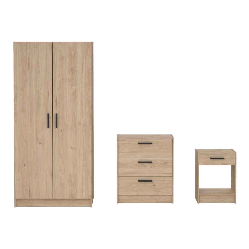 Enigma Wooden 3 Piece Bedroom Set in Jackson Hickory