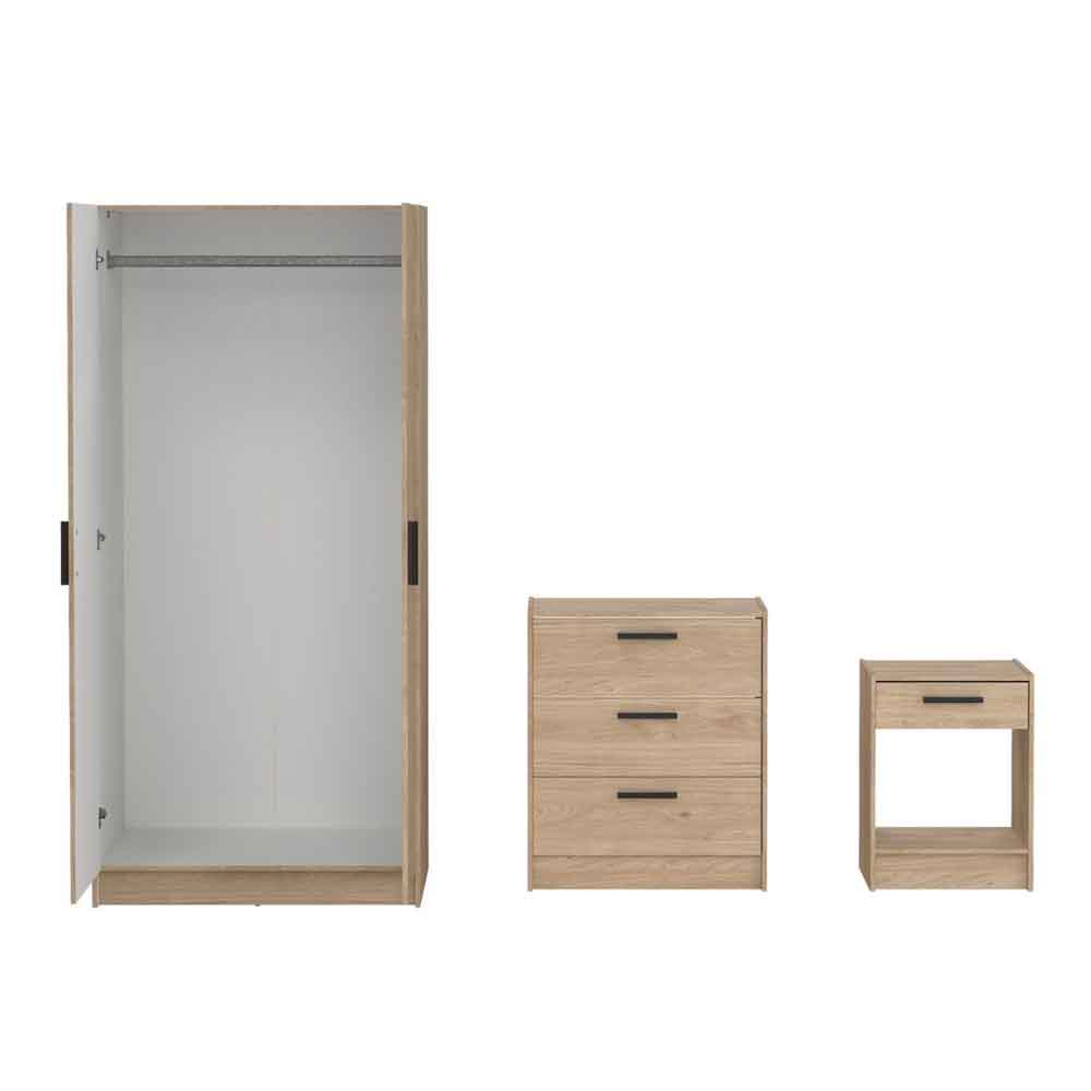 Enigma Wooden 3 Piece Bedroom Set in Jackson Hickory