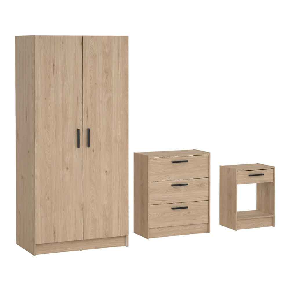 Enigma Wooden 3 Piece Bedroom Set in Jackson Hickory