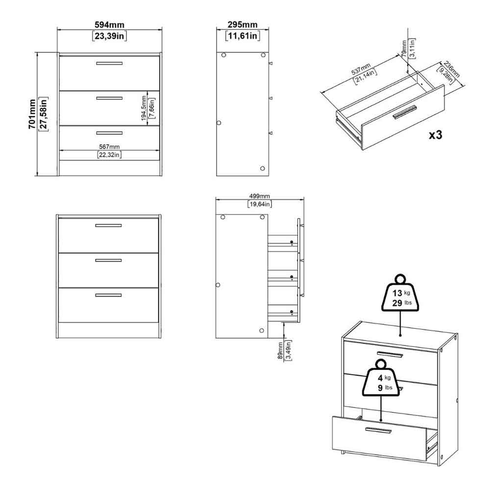Enigma Wooden 3 Piece Bedroom Set in Jackson Hickory