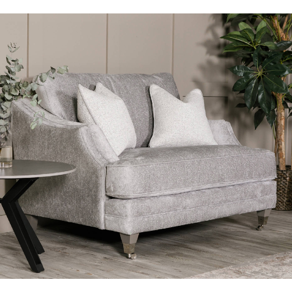 Read more about Enmore velvet 2 seater sofa with 2 scatter cushions in silver